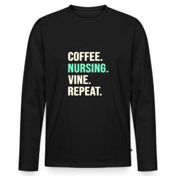 Krankenschwester Frühschicht-Kaffee OP Pflege - Männer Premium Bio Langarmshirt - Schwarz - Vorne - Nico (187cm)