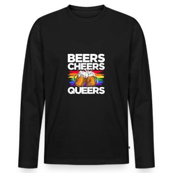 Beers Cheers Queers Bisexual Transgender Love Lgbt - Männer Premium Bio Langarmshirt - Schwarz - Vorne - Nico (187cm)