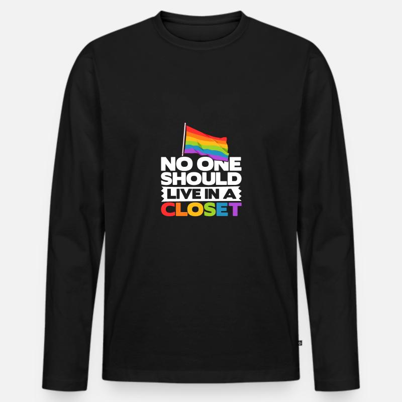 No One Should Live IN A Closet Rainbow Pride Lgbtq - Männer Premium Bio Langarmshirt - Schwarz