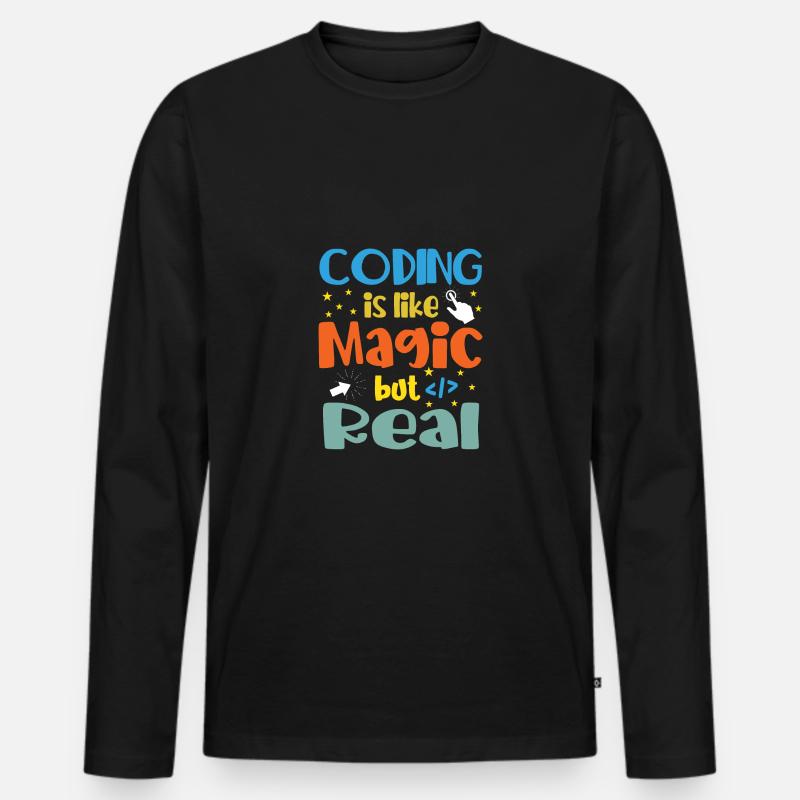 Coding Is Like Magic Coder Programmer Computer Gee Männer Premium Bio Langarmshirt