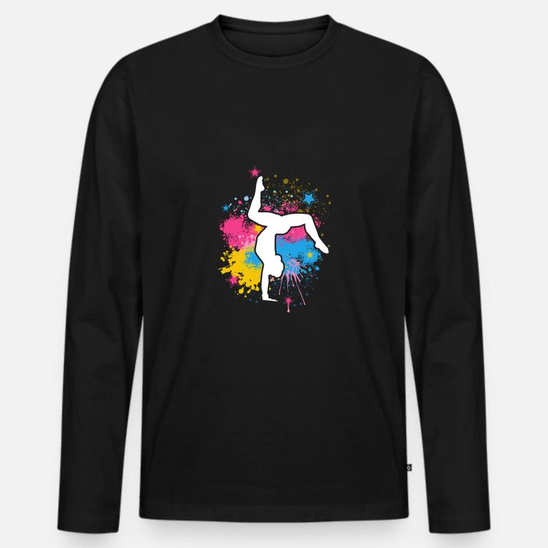 Retro Graphic Gymnast Gymnastics Acrobat Acrobatic - Männer Premium Bio Langarmshirt - Schwarz
