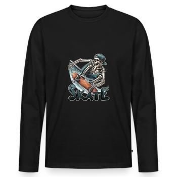 Skate Skater Skateboard Roller Squelette - T-shirt manches longues Premium bio Homme - noir - Devant - Nico (187cm)