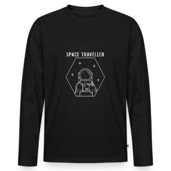 Space Traveller - the astronaut - Men's Premium Organic Long Sleeve Shirt - black - Front - Nico (187cm)