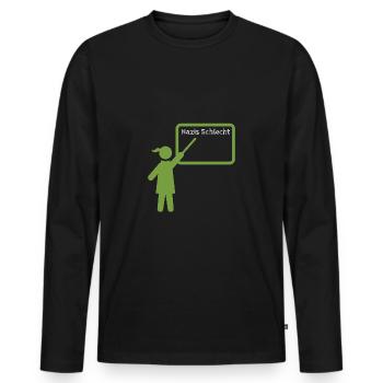 Nazis Schlecht - Männer Premium Bio Langarmshirt - Schwarz - Vorne - Nico (187cm)