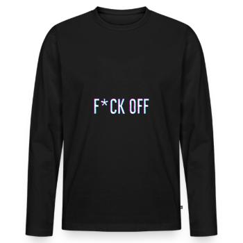 F*ck Off Fuck Off tik tok 3d red blue effect filte - Männer Premium Bio Langarmshirt - Schwarz - Vorne - Nico (187cm)