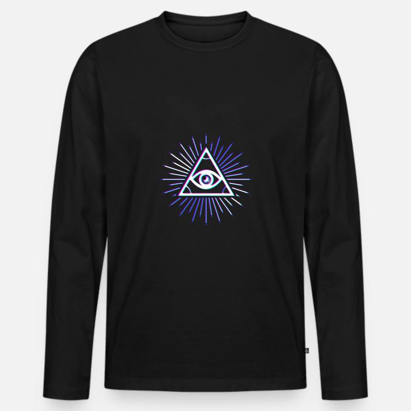 Illuminati all seeing eye blue 3d effect - Männer Premium Bio Langarmshirt - Schwarz