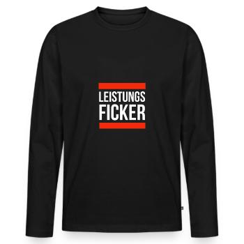 Leistungs Ficker Rote Balken - Männer Premium Bio Langarmshirt - Schwarz - Vorne - Nico (187cm)