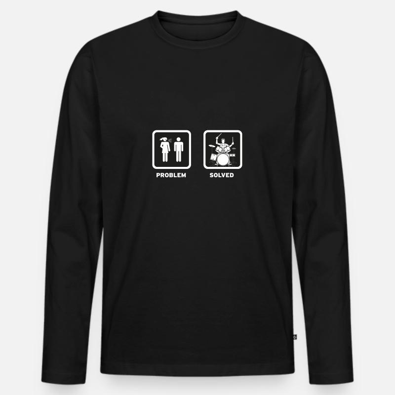 Drummer: Problem -Solved - Men's Premium Organic Long Sleeve Shirt - black