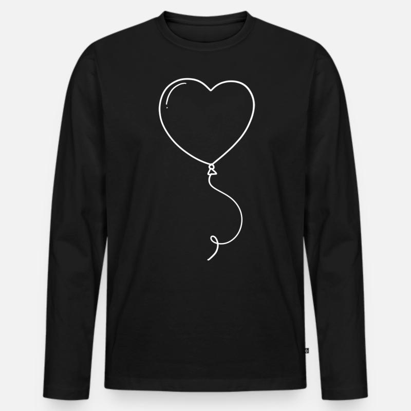 Herz Luftballon - Männer Premium Bio Langarmshirt - Schwarz