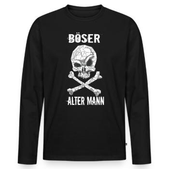 Böser Alter Mann Totenkopf - Männer Premium Bio Langarmshirt - Schwarz - Vorne - Nico (187cm)
