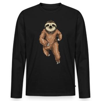 Coureur paresseux : Lentement mais sûrement - T-shirt manches longues Premium bio Homme - noir - Devant - Nico (187cm)