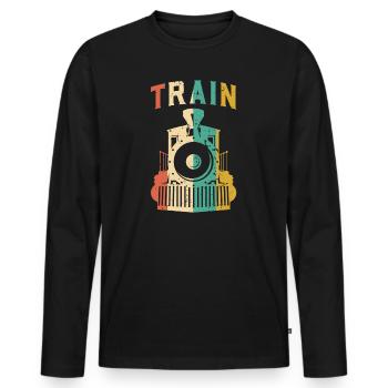 Train - Men's Premium Organic Long Sleeve Shirt - black - Front - Nico (187cm)
