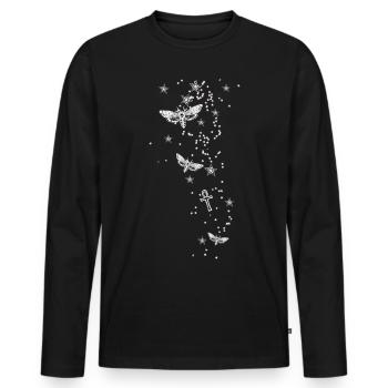 Moth, Gothic, Star,Pentagon,Dark,Symbols - Men's Premium Organic Long Sleeve Shirt - black - Front - Nico (187cm)