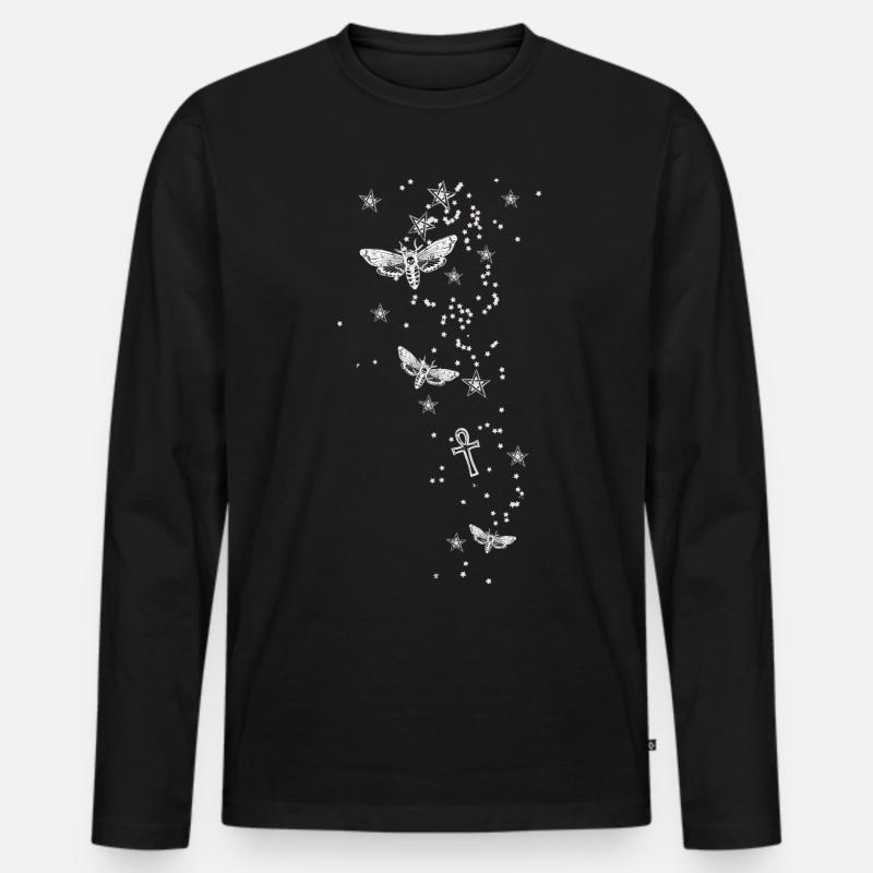 motte, gothic, sterne,fünfeck,dark,symbole - Männer Premium Bio Langarmshirt - Schwarz