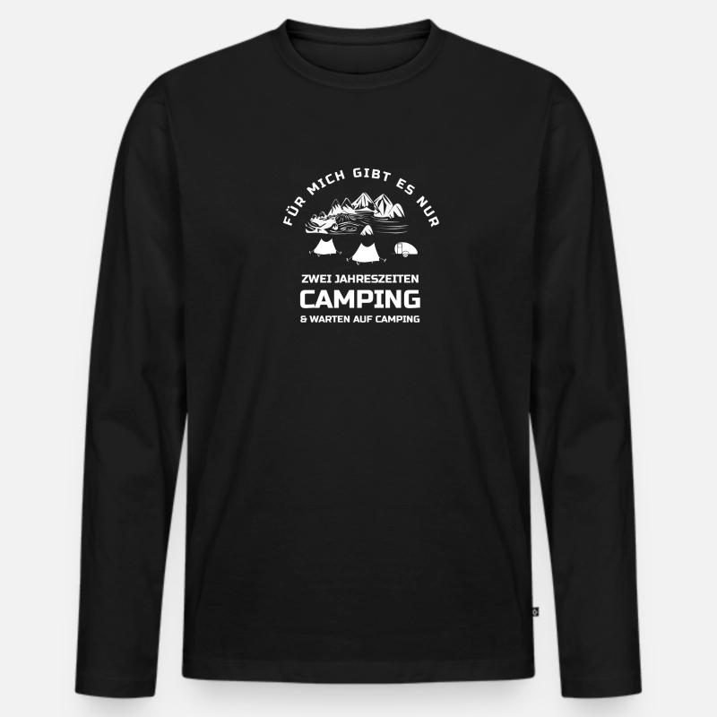 CAMPING- warten auf ... - Männer Premium Bio Langarmshirt - Schwarz