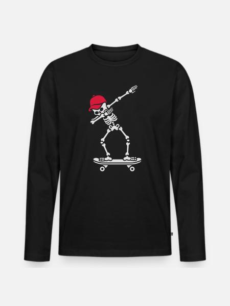 Dab dabbing skeleton skateboard skater - Men's Premium Organic Long Sleeve Shirt - black