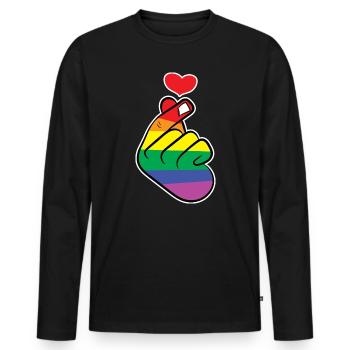 Heart Rainbow Love Freedom of Expression Peace - Men's Premium Organic Long Sleeve Shirt - black - Front - Nico (187cm)