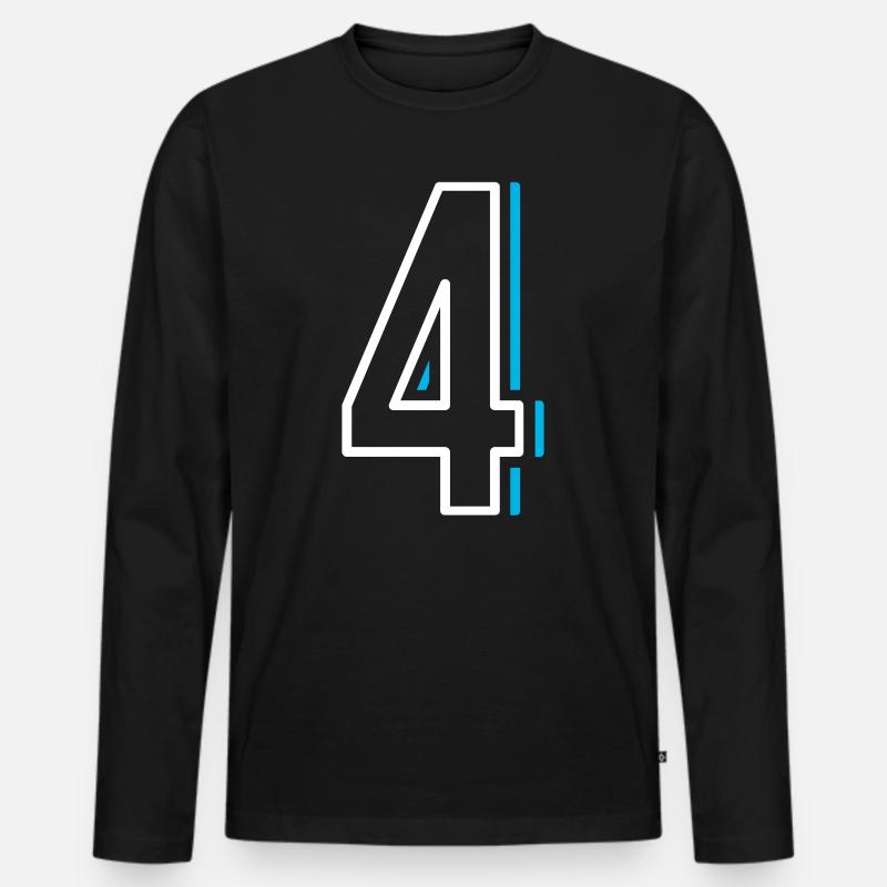 Nummer 4 - Vier - Männer Premium Bio Langarmshirt - Schwarz