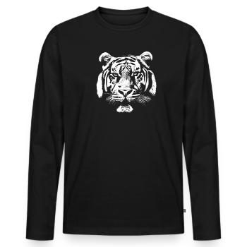 Tiger Head Black White - Men's Premium Organic Long Sleeve Shirt - black - Front - Nico (187cm)