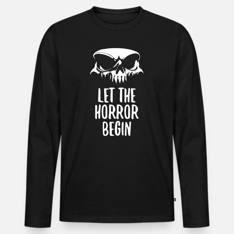 Lass den Horror beginnen - Männer Premium Bio Langarmshirt - Schwarz