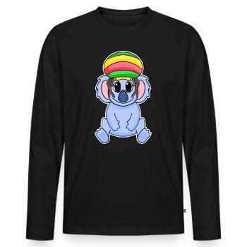 Rasta Koala - Männer Premium Bio Langarmshirt - Schwarz - Vorne - Nico (187cm)