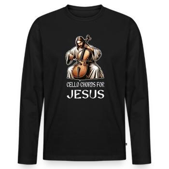 Cello Akkorde für Jesus Christlicher Gott - Männer Premium Bio Langarmshirt - Schwarz - Vorne - Nico (187cm)