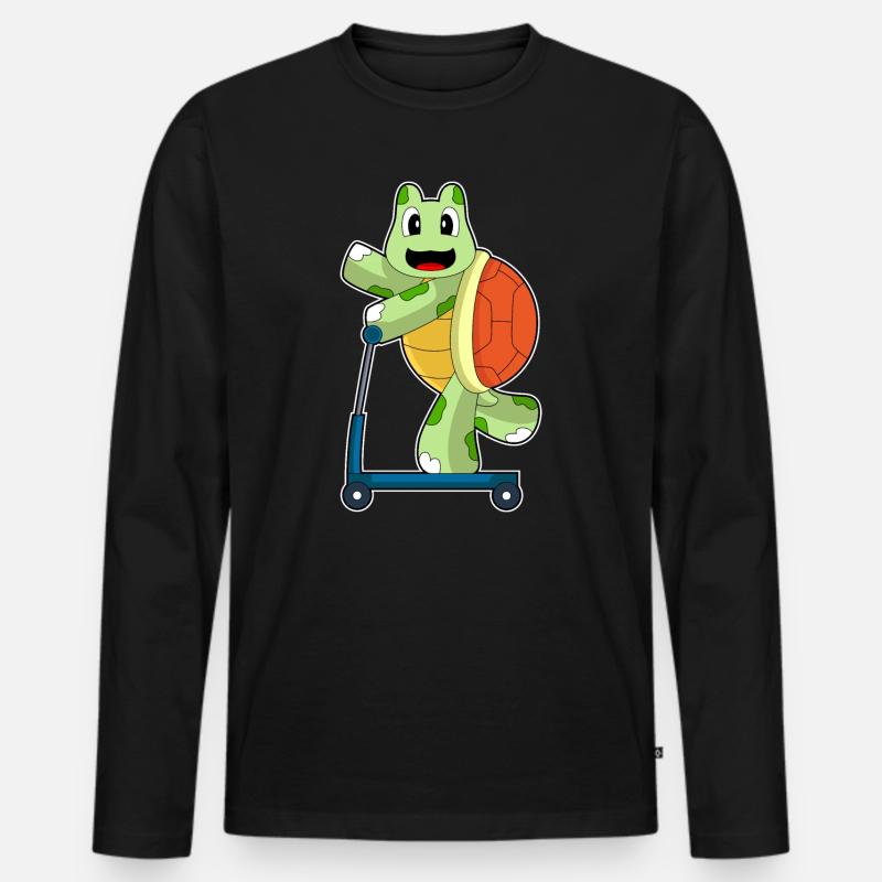 Schildkröte Roller - Männer Premium Bio Langarmshirt - Schwarz