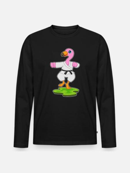 Flamingo Karate Martial Arts - Men's Premium Organic Long Sleeve Shirt - black