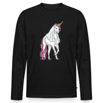 Unicorn Bridal Veil Wedding - Men's Premium Organic Long Sleeve Shirt - black - Front - Nico (187cm)