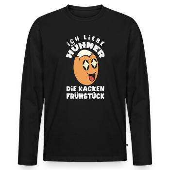 I love chickens – they poop breakfast - Men's Premium Organic Long Sleeve Shirt - black - Front - Nico (187cm)