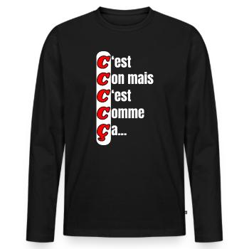 C'est con mais c'est comme ça - T-shirt manches longues Premium bio Homme - noir - Devant - Nico (187cm)