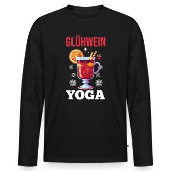 Weihnachtsmann Glühwein Yoga  Weihnachtszeit Weihn - Männer Premium Bio Langarmshirt - Schwarz - Vorne - Nico (187cm)