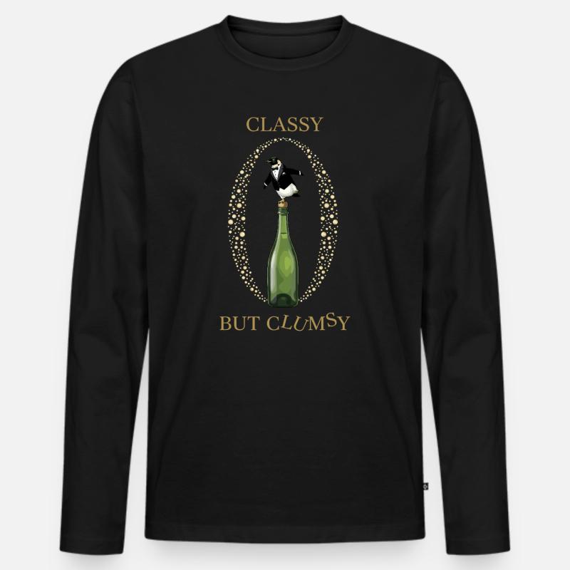 Classy Clumsy Pinguin - Männer Premium Bio Langarmshirt - Schwarz