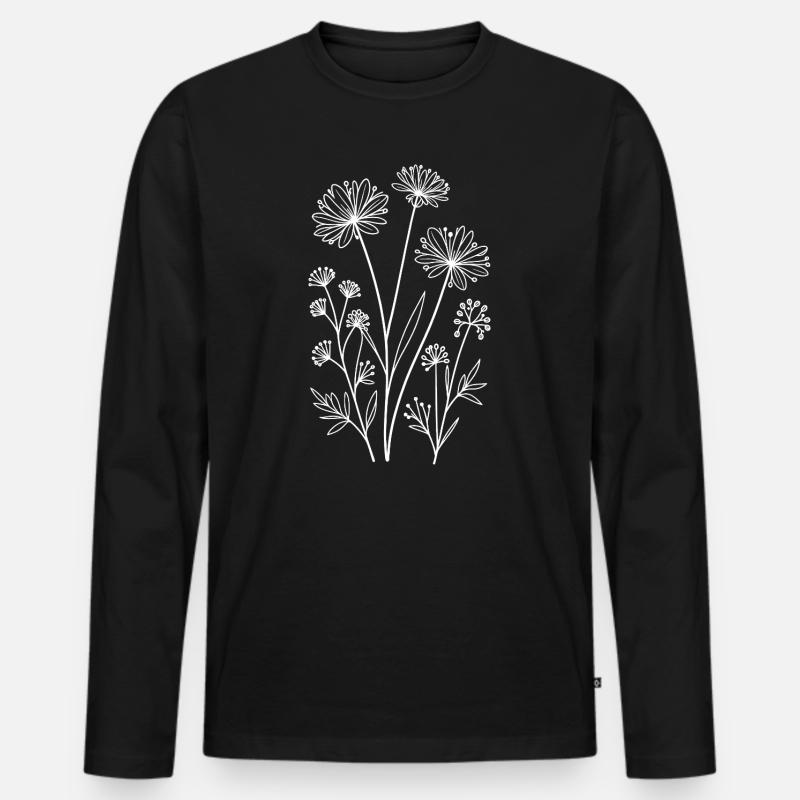 Wildblumen Online auf Schwarz - Männer Premium Bio Langarmshirt - Schwarz