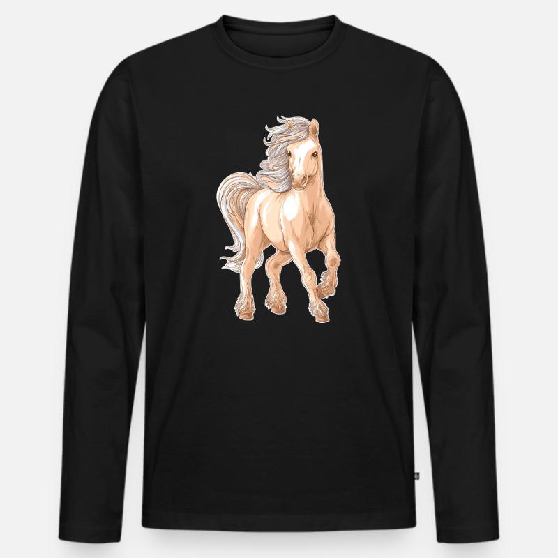 Pferd Pony - Männer Premium Bio Langarmshirt - Schwarz