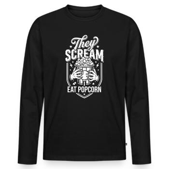 Cris et plaisir de pop-corn - T-shirt manches longues Premium bio Homme - noir - Devant - Nico (187cm)