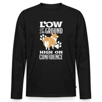 Short Legs, Tall Setting, Corgi - Men's Premium Organic Long Sleeve Shirt - black - Front - Nico (187cm)