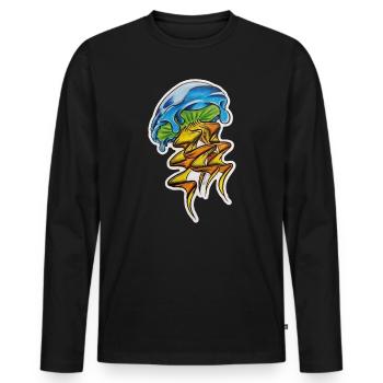 Tropfen Qualle - Männer Premium Bio Langarmshirt - Schwarz - Vorne - Nico (187cm)