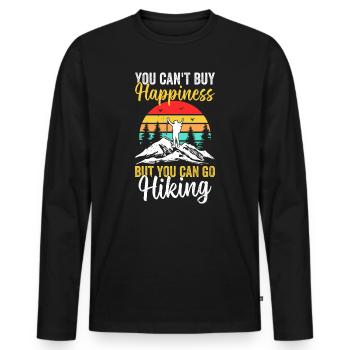 You can't buy happiness but you can go Hiking - Hi - Männer Premium Bio Langarmshirt - Schwarz - Vorne - Nico (187cm)