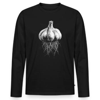 Knoblauch - Männer Premium Bio Langarmshirt - Schwarz - Vorne - Nico (187cm)
