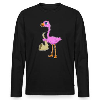 Musique de saxophone de musicien flamant rose - T-shirt manches longues Premium bio Homme - noir - Devant - Nico (187cm)
