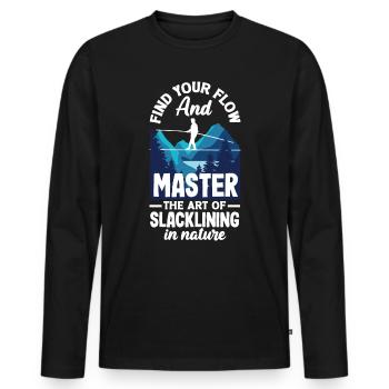 Find your flow and master the art of slacklining - Men's Premium Organic Long Sleeve Shirt - black - Front - Nico (187cm)