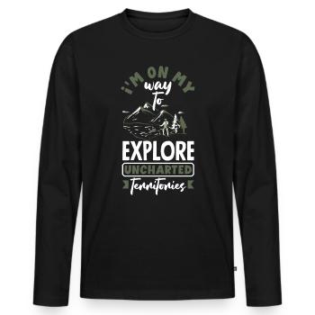 I'm on my way to explore uncharted territories - Men's Premium Organic Long Sleeve Shirt - black - Front - Nico (187cm)