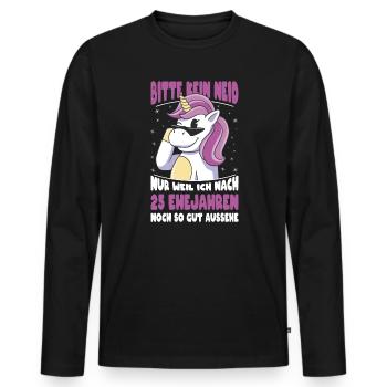 Silberhochzeit 25 Jahre Verheiratet Ehe Jubiläum - Männer Premium Bio Langarmshirt - Schwarz - Vorne - Nico (187cm)