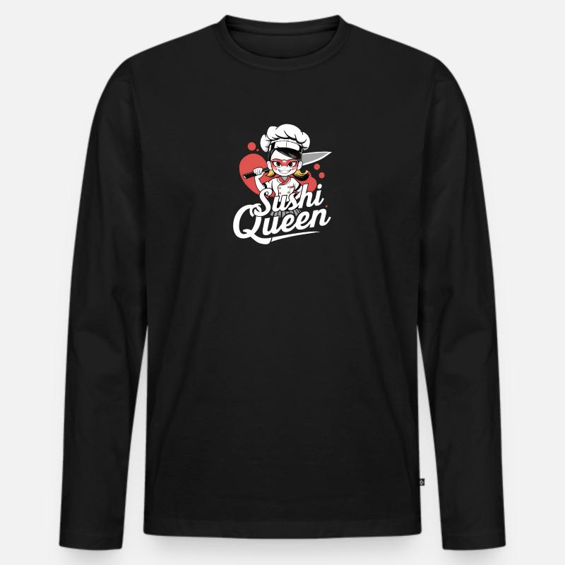 Anime-Mädchen-Köchin - Männer Premium Bio Langarmshirt - Schwarz