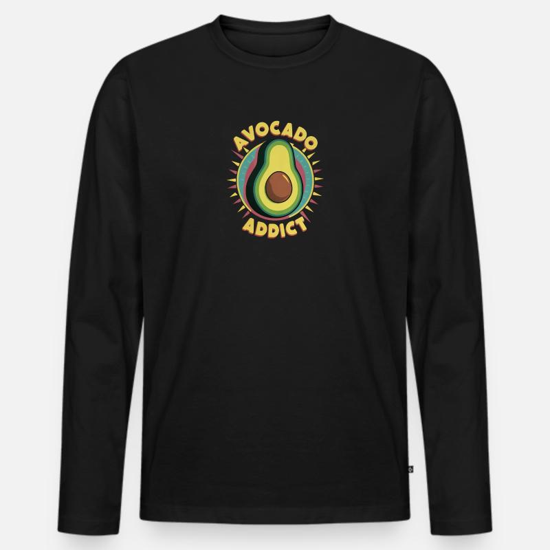 Avocado-Süchtiger - Männer Premium Bio Langarmshirt - Schwarz