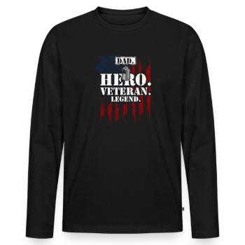 Dad. Hero. Veteran. Laying. - Men's Premium Organic Long Sleeve Shirt - black - Front - Nico (187cm)