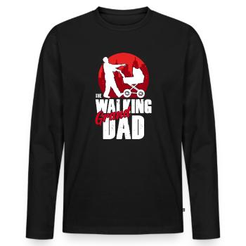 Grand-père qui marche - Grand-père Grand-père Zombie cadeau - T-shirt manches longues Premium bio Homme - noir - Devant - Nico (187cm)