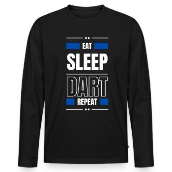 eat sleep dart repeat gift idea saying - Men's Premium Organic Long Sleeve Shirt - black - Front - Nico (187cm)
