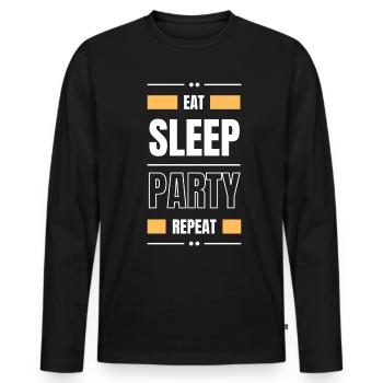 manger sleep party répéter l’idée cadeau danser en disant - T-shirt manches longues Premium bio Homme - noir - Devant - Nico (187cm)